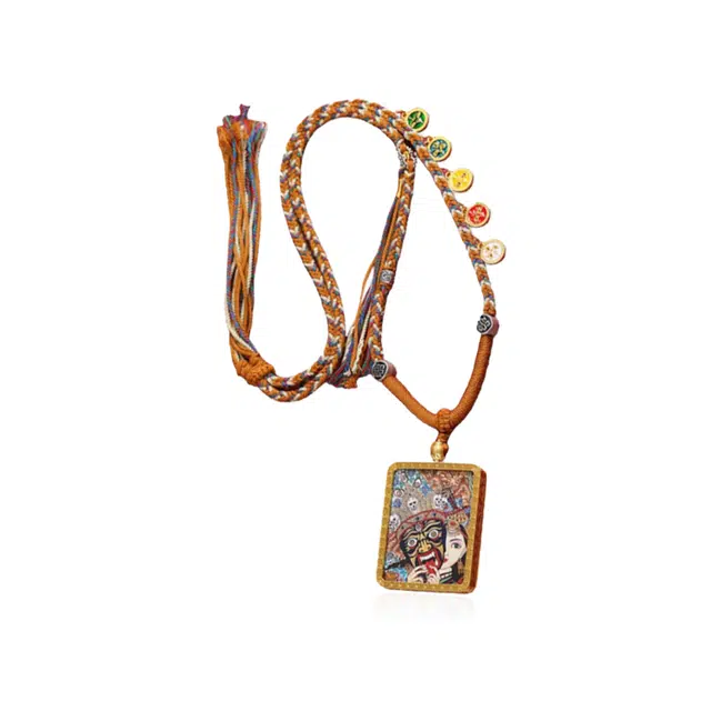 重庆金店 前世今生五路财神唐卡 文创藏式轧机拉姆新中式简约高级感平安喜乐好运 琉璃 项链 男女同款情侣款