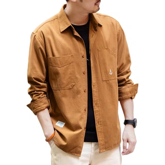 格蓝鹿 休闲痞帅长袖高端城市机能风纯棉衬衫 男女同款