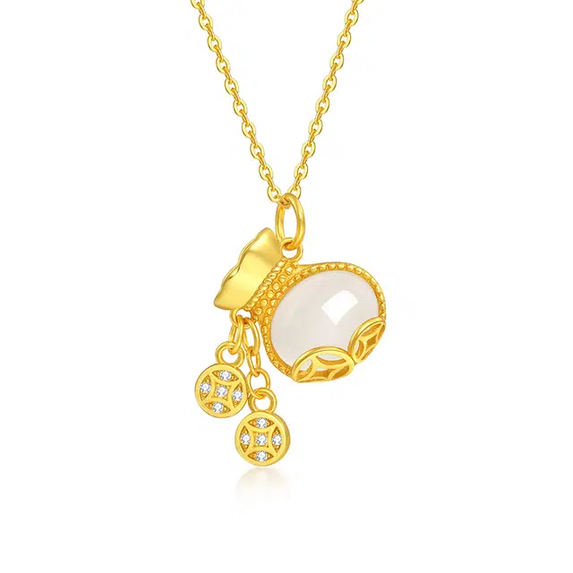 金六福吉祥 招米福袋 玉髓 项链 女款