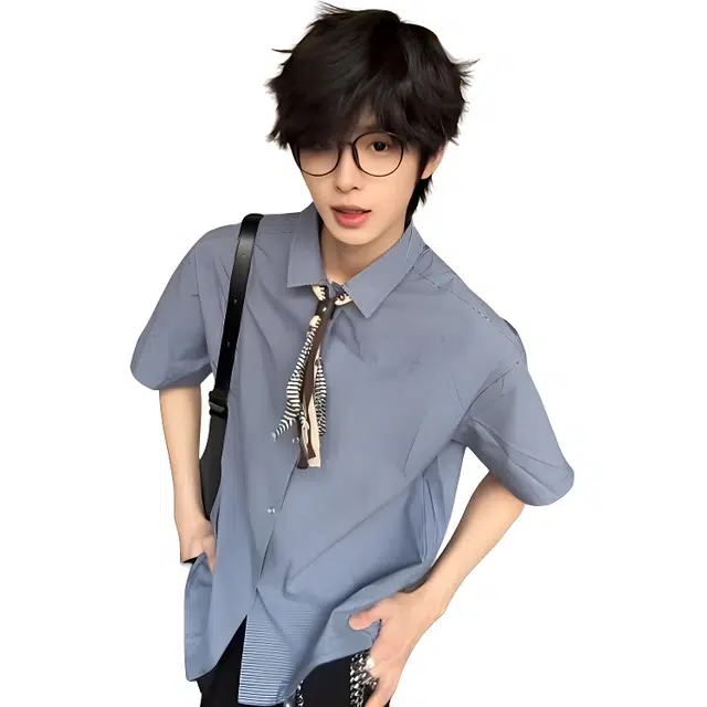 单爵 格子时尚简约百搭短袖衬衫 男女同款