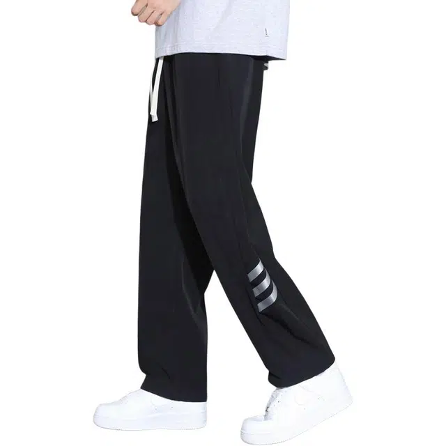 顶峰保罗 冰丝凉感舒适透气直筒长裤美式薄款宽松小众百搭高级感运动抽绳显瘦阔腿休闲裤 男女同款