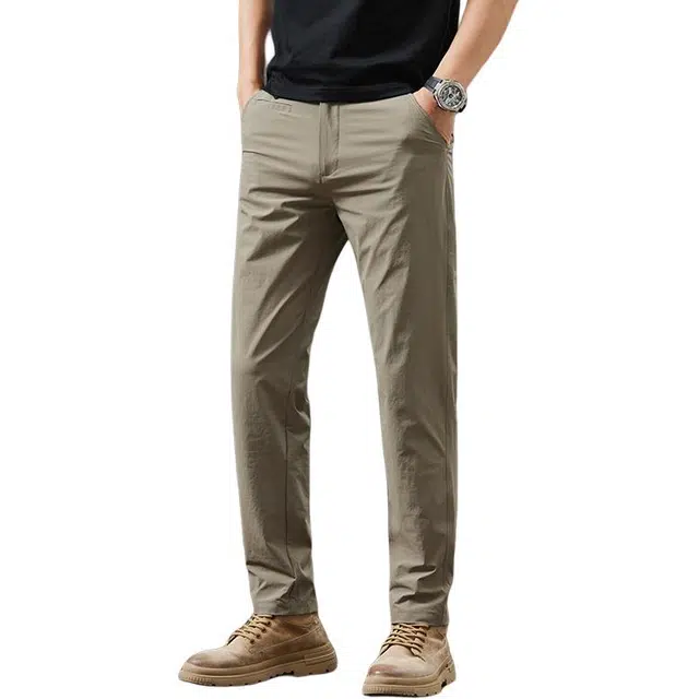 吉肯蒂 薄款直筒修身纯色百搭长裤休闲裤 男款