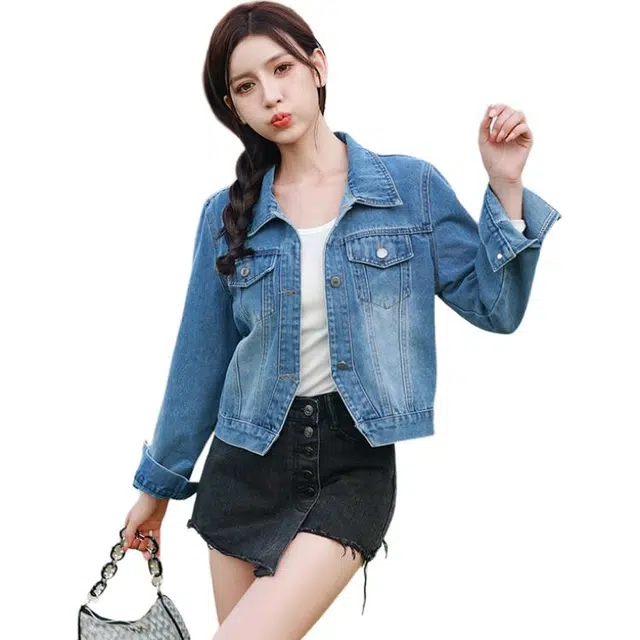 水中花 舒适休闲时尚牛仔外套 女款 浅蓝色