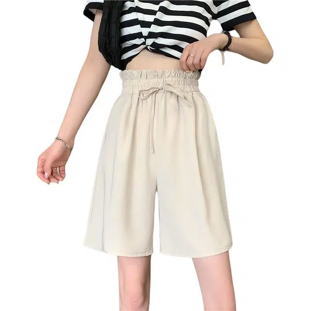 怪力萝莉 宽松百搭高腰直筒韩版显瘦五分裤休闲短裤 女款