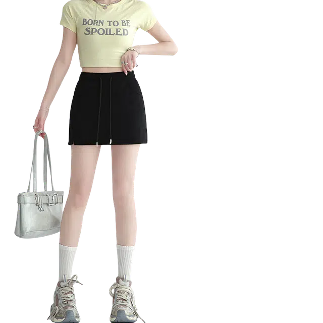 北极绒 薄款高腰百褶裙休闲短裙 女款