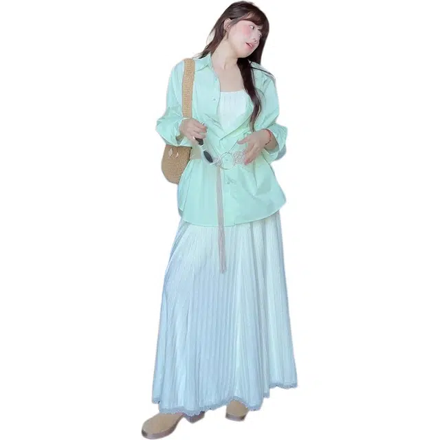 米米子 春日调色盘时尚气质别致独特棉感宽松长袖衬衫 女款