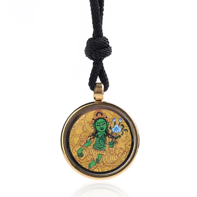 喃呢 藏式唐卡绿度母中式都市文玩国风国潮旺福平安吉祥好运 合金 项链 男女同款情侣款
