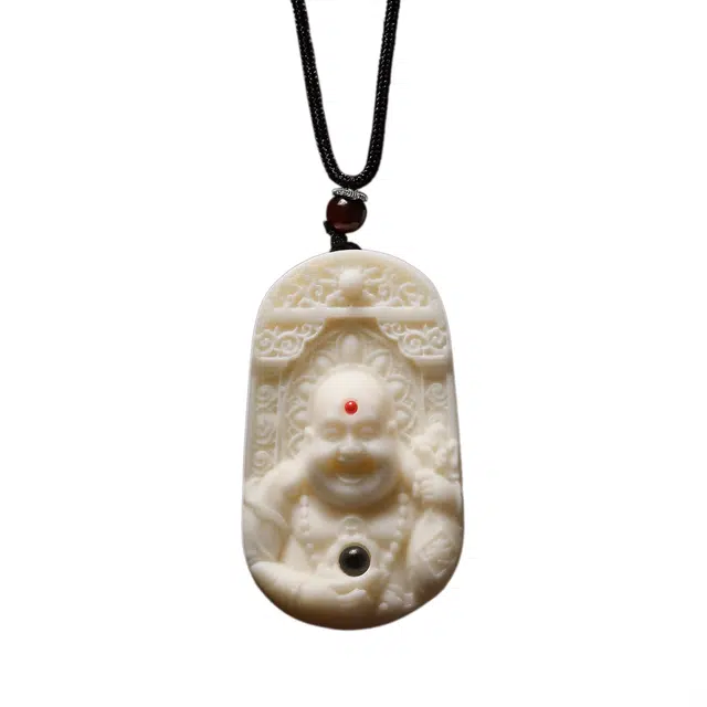 仙友 国潮新中式开运雕刻招财纳福弥勒佛转运珠文玩挂件吊坠八方来财平安喜乐考公上岸盘玩#好运 象牙果 菩提类项链 男女同款情侣款