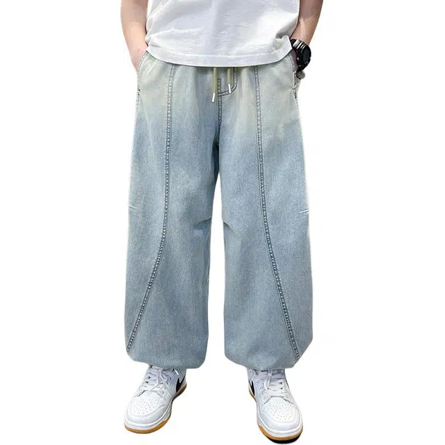 泰迪珍藏牛仔裤 简约系带透气宽松 浅蓝色 儿童款