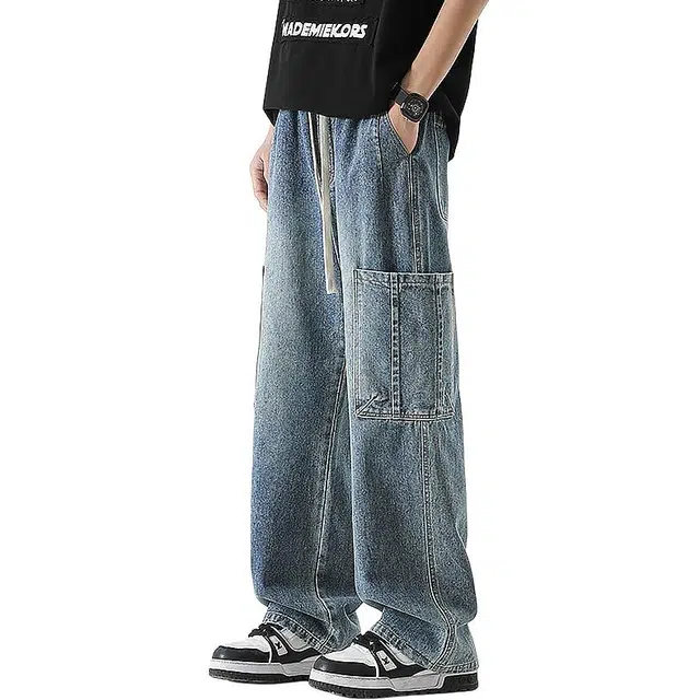 童先森 美式潮牌直筒宽松工装牛仔裤 男款