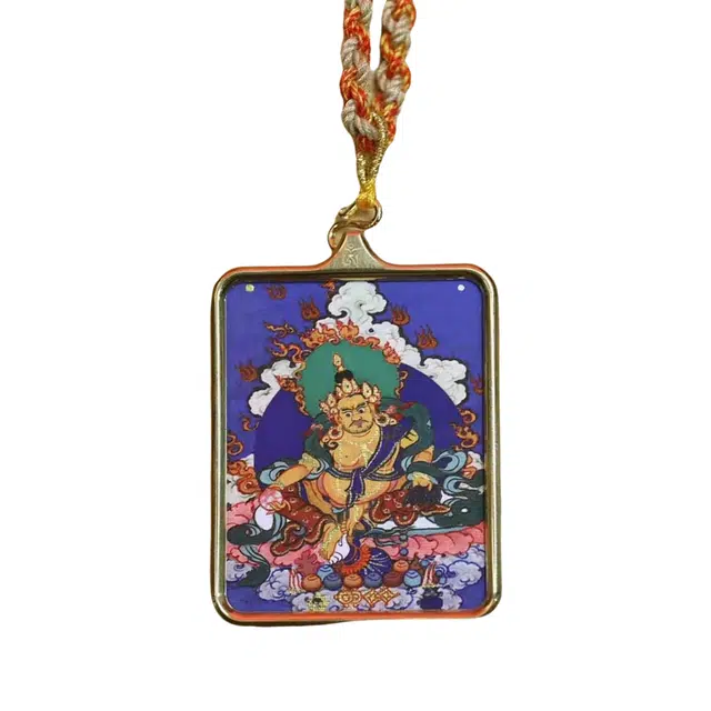 玉临门 国潮 民族风招财进宝 吉祥如意 黄财神热贡手绘唐卡 合金 项链 男女同款情侣款 送 男 女朋友 七 夕礼 物 礼盒包装