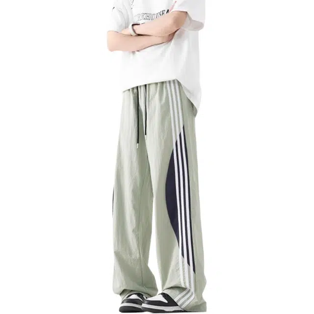 虫小绿 美式潮流条纹速干凉感百搭工装运动长裤休闲裤 男女同款