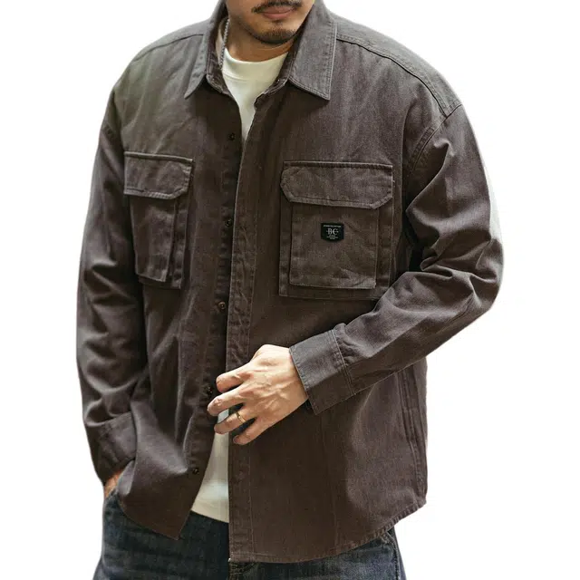 格蓝鹿 潮牌日常通勤休闲复古长袖衬衫 男女同款