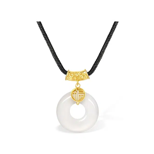 【普陀山官方已祝福】 普陀山文创 如意平安扣编织锁骨链新中式福运吉祥转运吊坠 官方已祝福生日礼物送女友送妈妈礼盒装 玛瑙 项链 女款