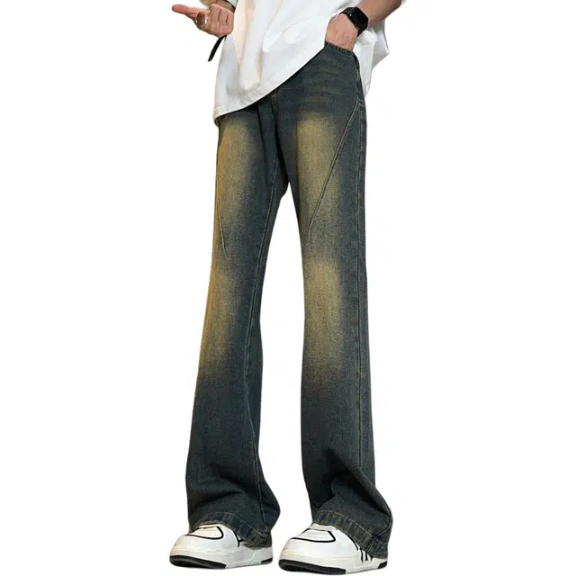 巴塞罗那足球俱乐部 美式复古微喇弹力百搭长裤牛仔裤 男女同款