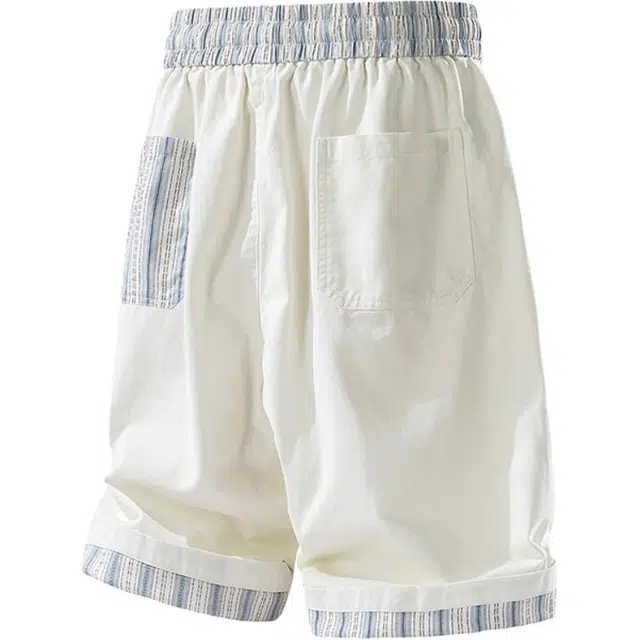 煦加 夏季薄款宽松美式复古撞色设计感高街风五分时尚百搭自然舒适假两件条纹拼接运动休闲短裤 男女同款