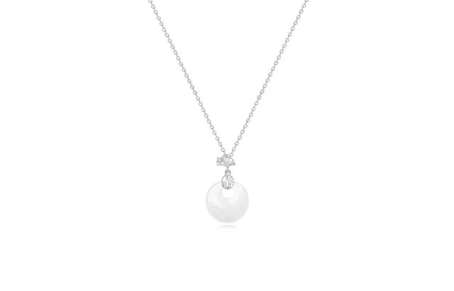 凤祥囍事 老凤祥 三生有杏 银杏叶平安扣 时尚小众新中式 清冷高级设计极简百搭显气质优雅时髦贵气感锁骨链 #好运 玉髓 项链 女款