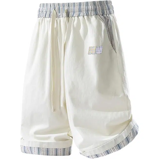 煦加 夏季薄款宽松美式复古撞色设计感高街风五分时尚百搭自然舒适假两件条纹拼接运动休闲短裤 男女同款