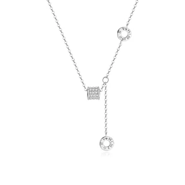 【S999纯银】 六桂福珠宝 罗马数字小蛮腰项链气质百搭温柔轻奢小众高级精致优雅大气时尚简约 足银 锁骨链 女款