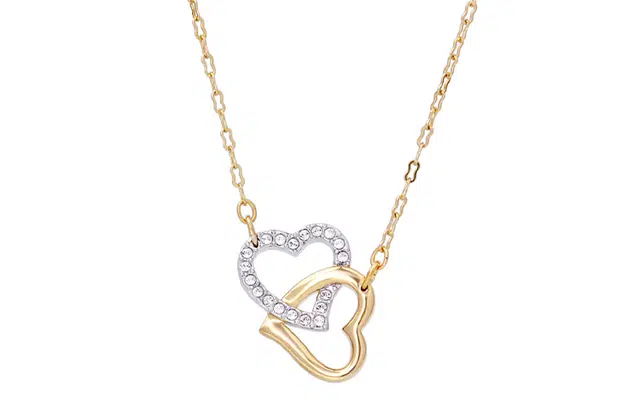 Swarovski Double Heart Necklace Gold