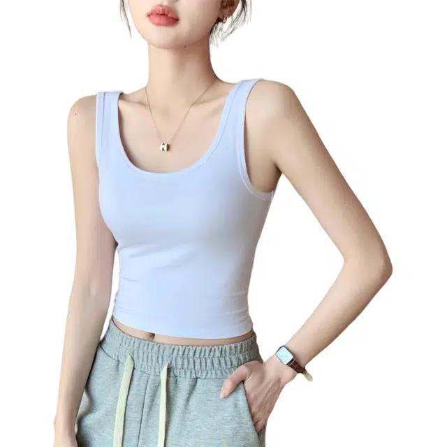 浪莎 纯棉别致无袖上衣设计感外穿内搭美背背心 女款 黑色