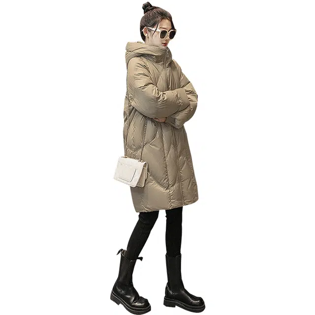 丝柏舍 连帽简约舒适休闲长袖羽绒服 女款 浅咖色