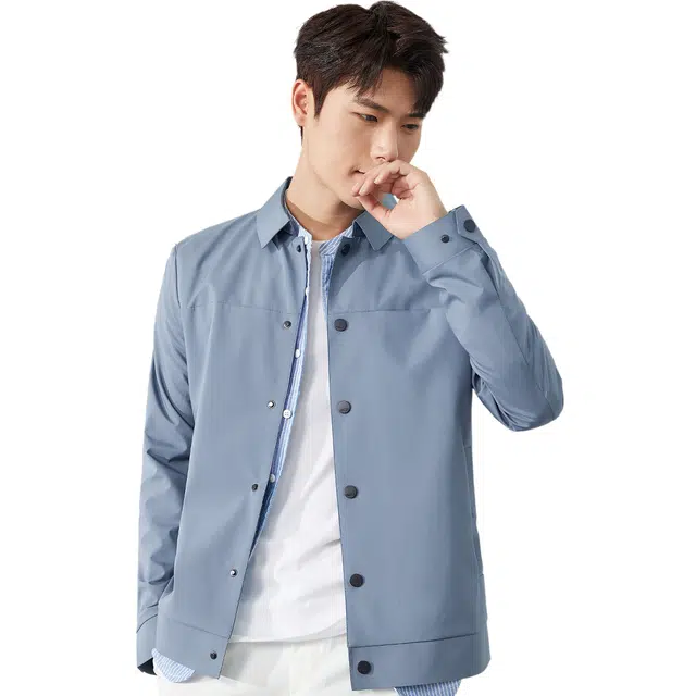 富铤 美式基础款纯色日常通勤休闲百搭夹克外套 男款