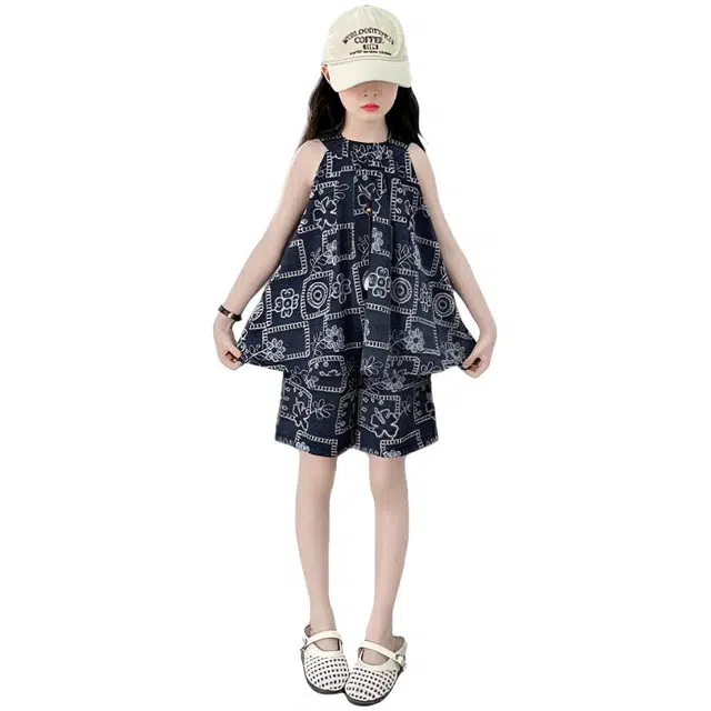 木木兔休闲运动套装 时髦洋气无袖潮流时尚女孩宽松舒适百搭两件套