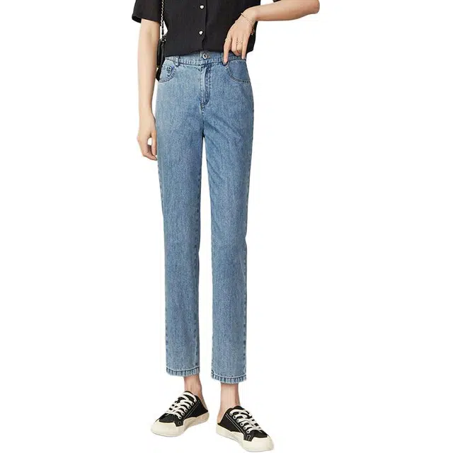 娅丽达 直筒中腰九分简约牛仔裤 女款