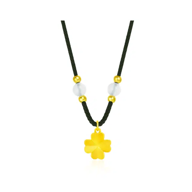 【赠暴富手机贴】 重庆金店 幸运四叶草 吉祥如意 招财纳福新中式国潮气质简约百搭 小众轻奢设计#好运 琉璃 项链 男女同款情侣款