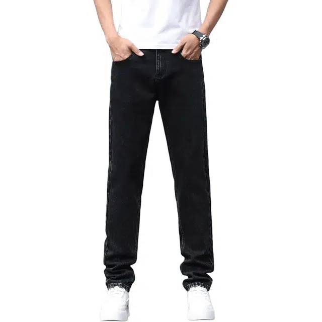 宝米卡 直筒宽松高端弹力休闲长裤牛仔裤 男女同款