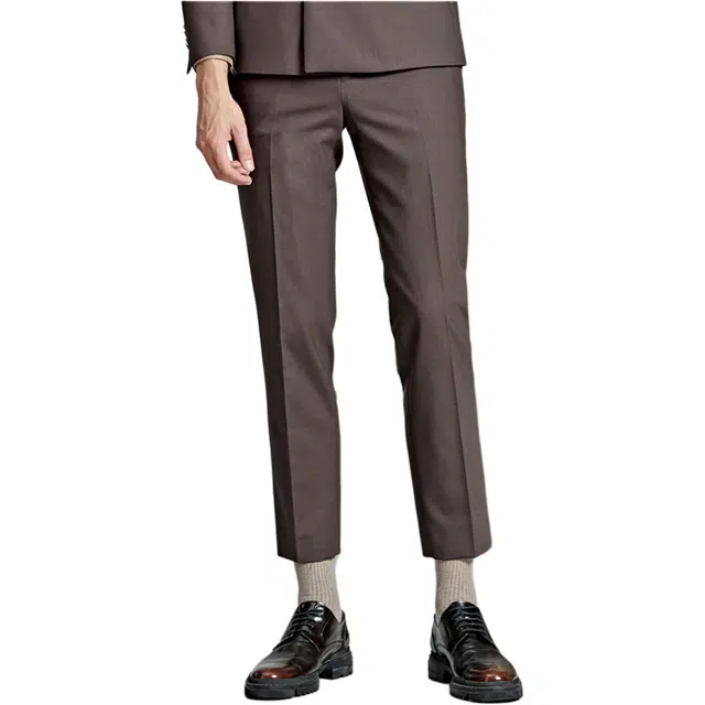迪柯尼 复古纯色商务休闲直筒西装裤 男款 棕咖