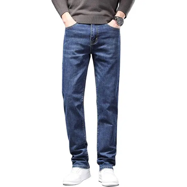 宝米卡 休闲舒适透气长裤百搭高档弹力直筒裤时尚潮流牛仔裤 男女同款