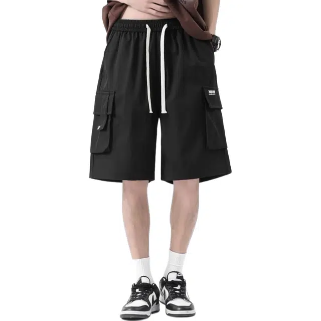 沐诚阳译 街头复古多口袋男潮牌宽松阔腿休闲百搭潮裤工装短裤 男款