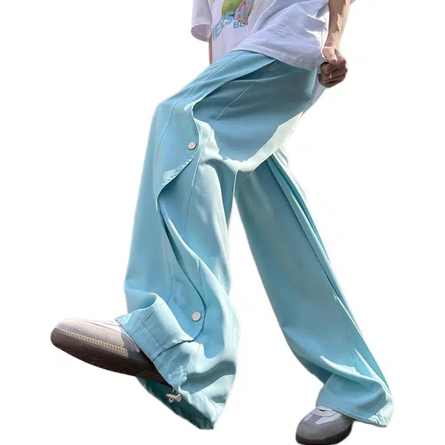 徐百货 褶皱感拖地薄款速干直筒休闲裤 男女同款