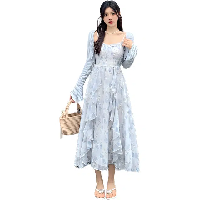 黛尔佳人 法式时尚潮流上衣简约百搭裙子吊带连衣裙 女款