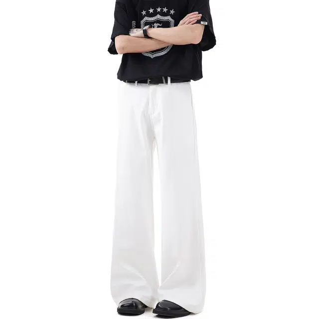 拓菲 垂感宽松直筒休闲舒适百搭纯色设计感西装裤 男女同款