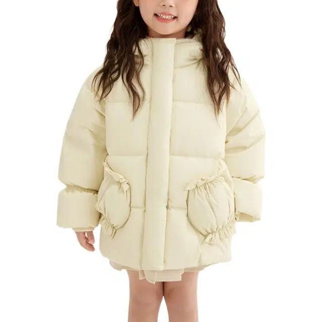 鸭鸭 宽松连帽加厚保暖防风鸭绒羽绒服 中小童