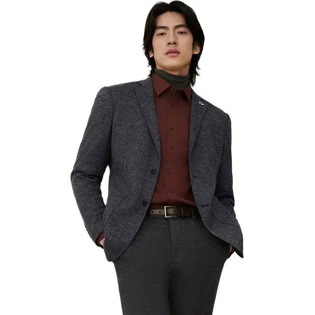 红豆 羊毛春季休闲标准便服单西长袖西装 男款