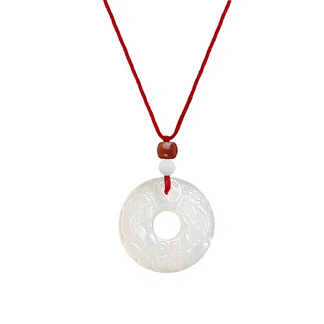 深祥霖 新中式国潮貔貅平安扣吊坠 古风复古手工编绳福运呈祥 玉髓 项链 男女同款情侣款