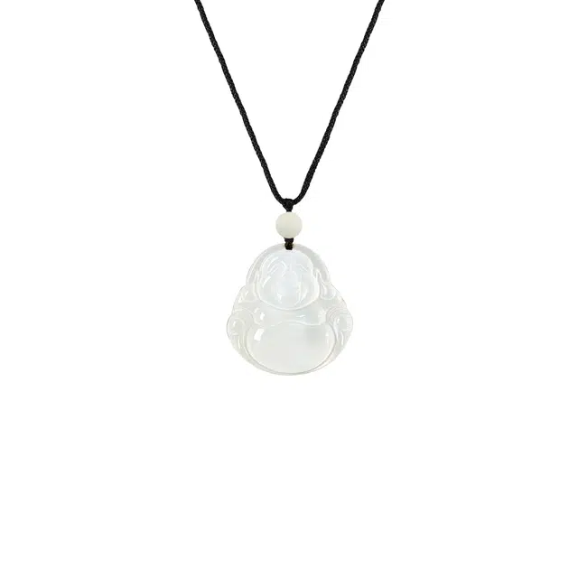 九隆古 古风笑脸佛公 笑口常开佛像手工编绳 新中式国潮国风大肚佛上岸平安 玉髓 玉石项链 男女同款情侣款