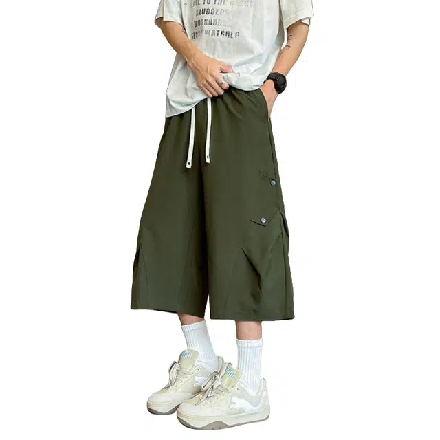 加荣 美式高街直筒裤男夏季薄款透气宽松直筒工装短裤潮牌痞帅百搭大码休闲裤 男女同款