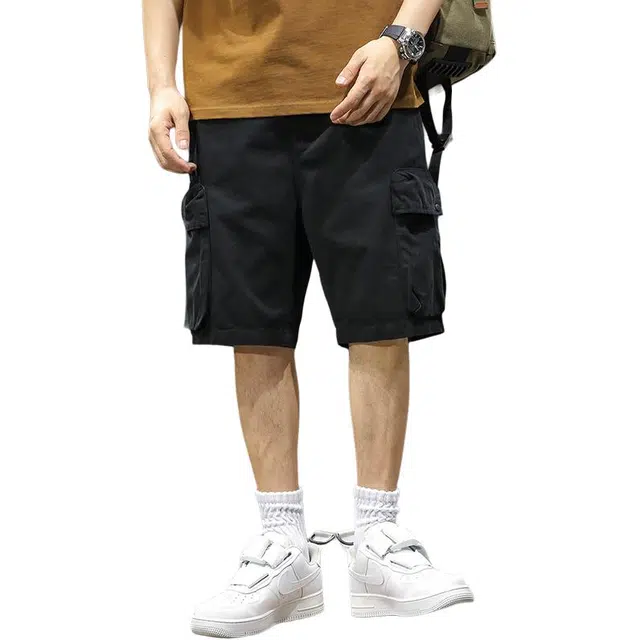 遨宇 美式休闲潮牌重磅复古潮牌纯棉直筒五分裤户外休闲中裤工装短裤 男女同款