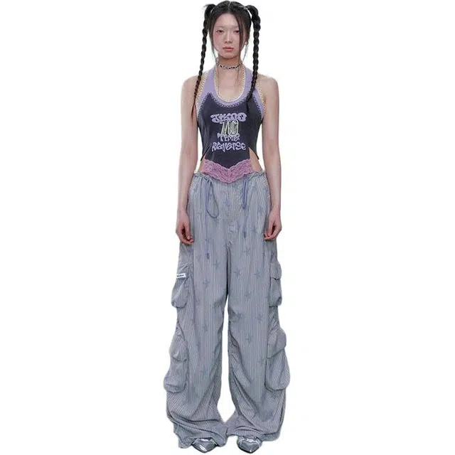 拾个壹先生 美式复古潮流时尚舒适宽松休闲阔腿百搭牛仔裤 男女同款