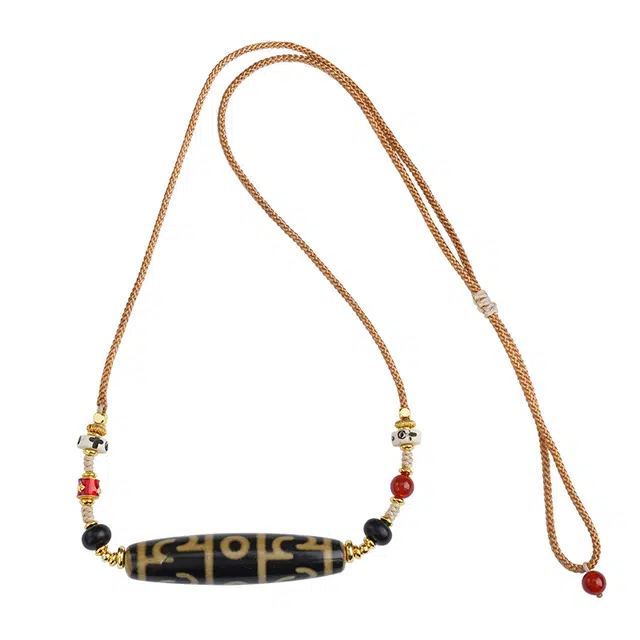 布达拉宫 三眼莲师天珠 新中式复古民族风小众高级感 玛瑙 项链 男女同款情侣款