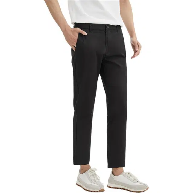 佐丹奴 商务通勤轻薄梭织弹力中腰修身九分休闲裤 男款