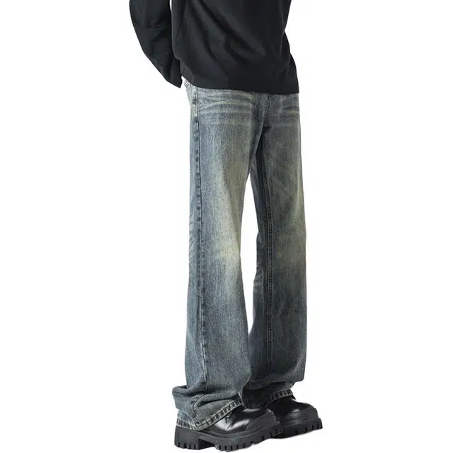 童先森 夏季薄款 美式复古微喇牛仔裤 宽松 男款