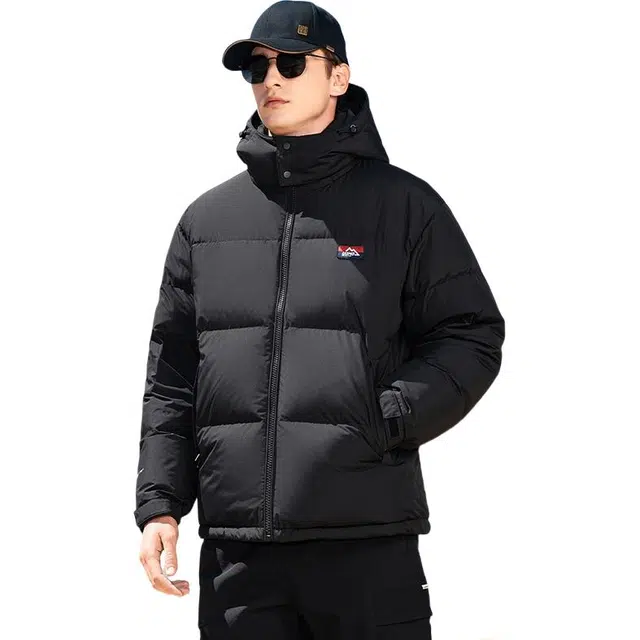 鸭鸭 极寒系列 美式时尚潮流百搭短款可拆卸帽户外运动厚款防风保暖休闲面包羽绒服 男款