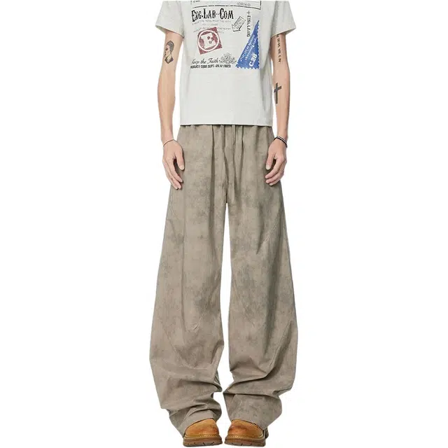 佐菲利 高街阔腿裤脏脏裤复古垂感美式高腰宽松休闲裤 男女同款