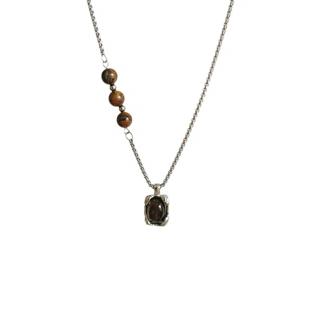 前方大荒野 方石拼接链新中式潮流轻奢设计时尚简约高级感精致气质个性穿搭日常休闲通勤 钛钢 项链 女款